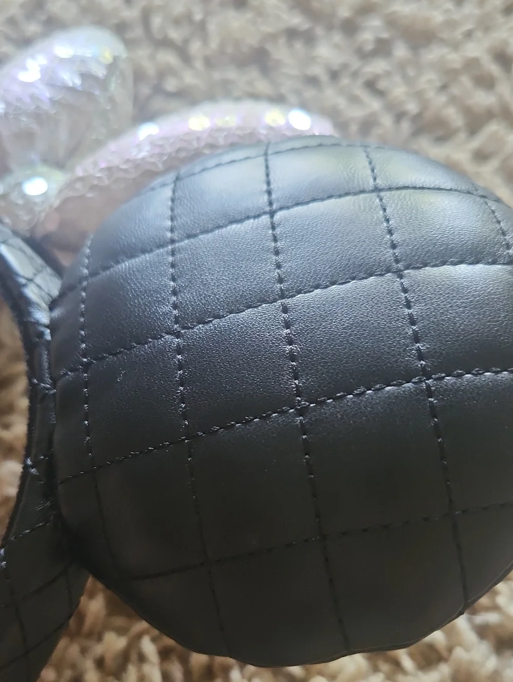 Tokyo DISNEY Resort Sequin & pearl Quilted Black Minnie Ear Headband for Kids